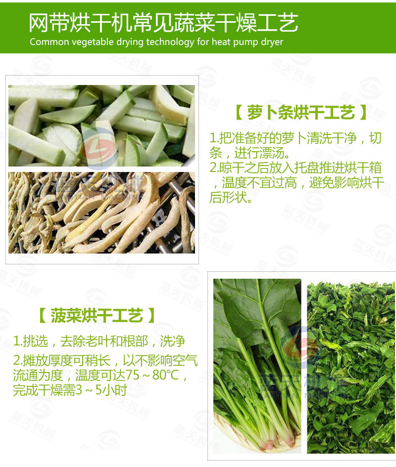 豆角網(wǎng)帶烘干機(jī)常見烘干工藝