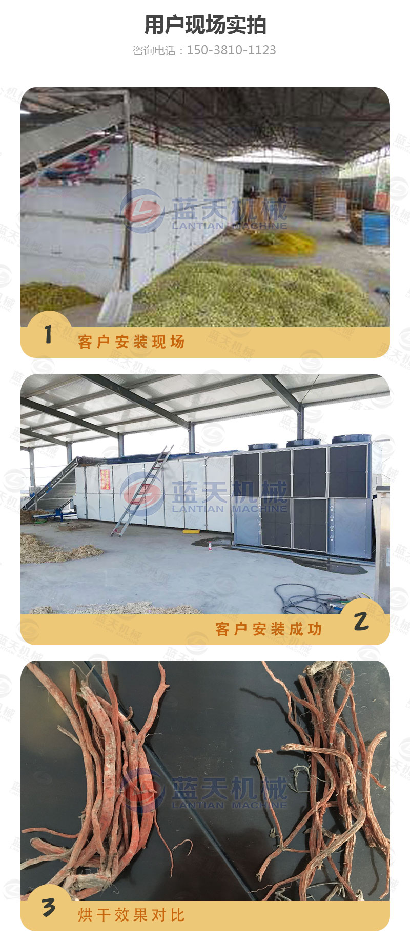 丹參網(wǎng)帶式烘干機(jī)用戶(hù)現(xiàn)場(chǎng)